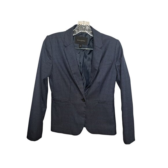 VTG Banana Republic Womens Glen Plaid Skirt & Blazer Set Size 00P Polyester Blen - Picture 1 of 11